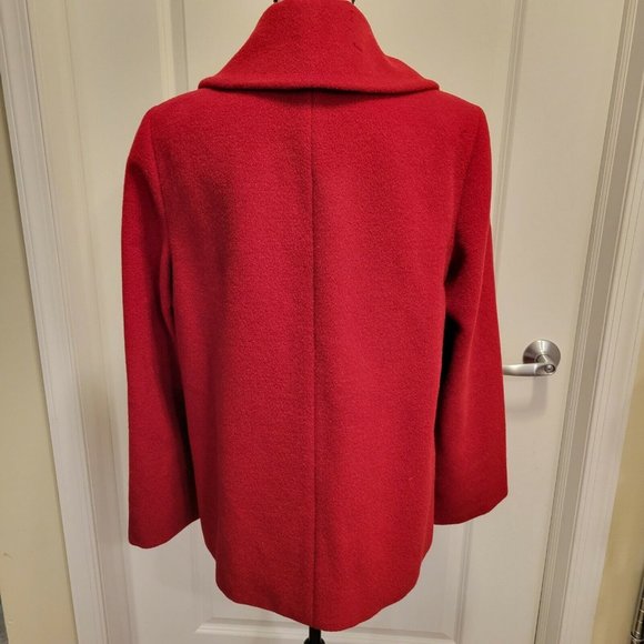 Hilary Radley Red Suri Alpaca Wool Blend Swing Coat A-Line Quiet Luxury Chic - Picture 3 of 11